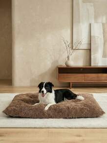 PETSIN 1 pieza Cama esponjosa para perro, Cojín cómodo para mascotas, Tela suave con fondo antideslizante, Lavable a máquina, Adecuado para perros y gatos grandes/medianos/pequeños, Para todas las estaciones - Marrón - Ver 5