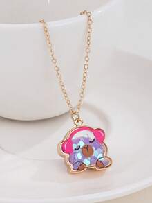 1 pieza Collar con colgante de capibara de dibujos animados lindo con lentejuelas, regalo para la mejor amiga - Multicolor - Ver 15