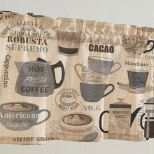 3pcs Coffee Themed Linen Curtains, 2D Flat Design, Suitable For Kitchen & Cafe, Retro Print Semi-Sheer - Multicolor - View 7