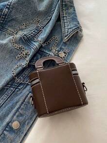 2025新款时尚便携化妆盒包，女士迷你单肩/斜挎包 - 咖啡 - 查看 7