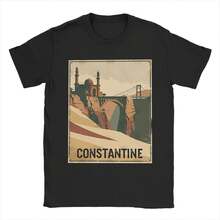 Camisetas Vintage del Puente y Mezquita de Constantine, Argelia, Ropa de Hombre 100% Algodón, Vintage Argelino, Cuello Redondo, Manga Corta - Negro - Ver 10