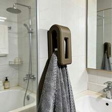 自动锁定毛巾架，极简隐形壁挂式粘钩，高承重浴室挂钩，不伤墙面 - 卡其色 - 查看 4