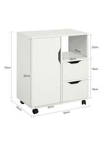 SoBuy FBT105-W, Home Office File Cabinet Printer Stand, Storage Cabinet On Wheels, Side Table End Table - White - View 3
