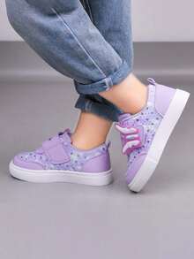 1 Pair Girls' Fashion New Butterfly Decor Low-Top Sneakers, Soft Sole Non-Slip Children's Casual Shoes, Korean Style, Versatile, Suitable For Girls, Students, Running, Spring/Summer/Autumn/Winter - Purple - View 5