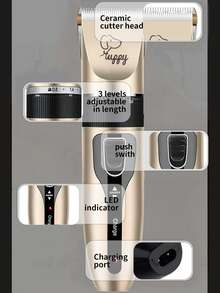 高级宠物毛发修剪套装，电动精密剃须技术，温和修剪设计，适合专业家庭美容，静音犬猫毛发修剪器 - 彩色 - 查看 7
