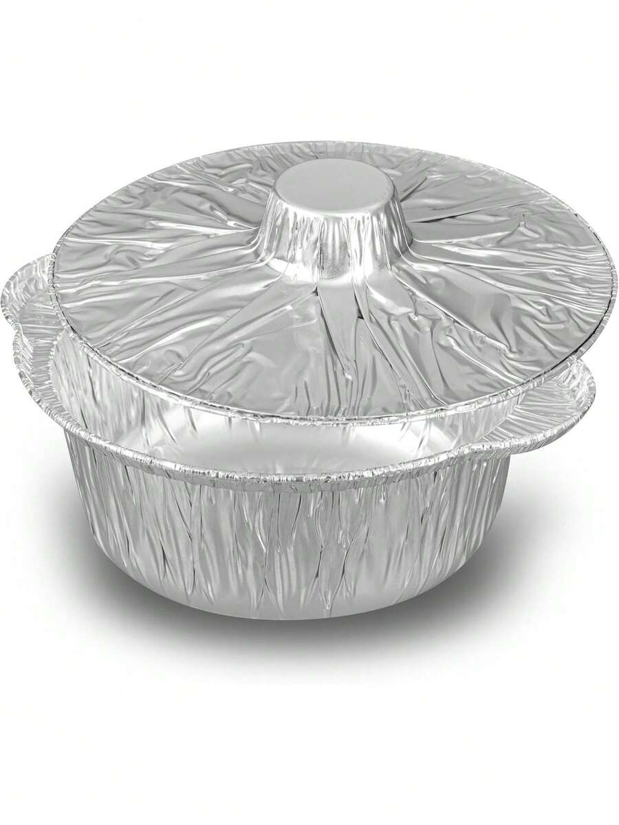 -Foil Lux - Sartenes y tapas de 34 onzas, 10 ollas desechables con tapas, listas para horno, compatibles con estufas, sartenes de aluminio para hornear, congelables, para acampar al aire,40807826 - Multicolor - Ver 1