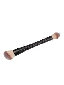 1pc Professional Dual-Headed Makeup Brush, Powder Brush, Blush Brush, Makeup Tool, Soft Fibers, Easy To Carry, Travel Brush - Black - View 6