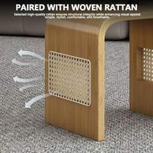 ASDF-SKJDFGH Bamboo Entrance Shoe Bench Multifunctional Rattan Square Stool Arched Foot Rest Side Table for Bedroom Living Room Balcony Utility Room Corridor Brown - Marrón - Ver 5