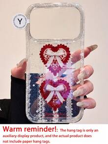 Y2k Cute Bling Glitter Heart Bow Lace Phone Case Compatible WIth IPhone 17 Pro Max 17 Pro 17 16 Pro Max 16 Pro 16 15 Pro Max 15 Pro 14 Pro 13 Pro Max 13 Pro 12 Pro Max 15 14 13 12 11 14Plus Stylish Polka Dot Clear Back Cover - Bow Heart Lace - View 5