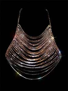 Gold Rhinestone Multilayer Sexy Bikini Body Chain - Gold - View 3