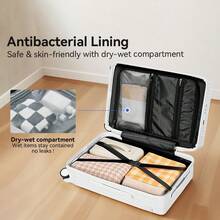 20/24-Inch Premium Hard-Shell Carry-On + Checked Luggage Set (With USB Combination Lock) - Pop-Up Aluminum Telescopic Handle, Multi-Directional Wheels, Laptop Compartment Pocket, High-End Stylish Durable Hard-Shell Suitcase, Ideal For Travel And Business - trắng - Xem 8