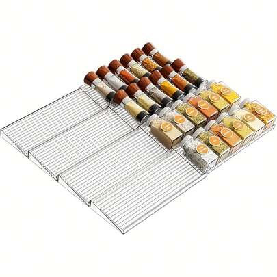 Présentoir à épices extensible pour tiroir de cuisine | Fabriqué en acrylique, installation encastrée, organisation facile des épices