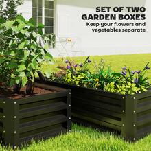 Outsunny Set Of 2 Raised Garden Bed, 3.6 X 1.6 X 1ft Steel Planters For Outdoor Plants, Elevated Planter Box, Easy-To-Assemble, For Flowers Herbs And Vegetables, Black - màu đen - Xem 3
