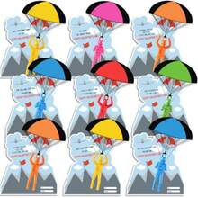 24 Pack Valentines Day Gift Cards With Parachute Toys Hand Throw Flying Toys Army Soldiers Parachute Game For School Exchange Gifts Prizes Party Favor Goodie Bag StuffersFull Of Fun - As Pic - View 2