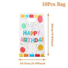 10 Pieces, Birthday Theme Gift Bags, Colorful Dot Pattern Handbags, Happy Birthday Handheld Bags, Birthday Party Decorations, Birthday Party Supplies, Baby Shower Party Decoration Gift Packaging Bags Valentine's Day Gift - 彩色 - 查看 3