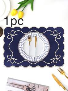 Bộ 1/2/4 tấm lót bàn bằng vải thêu, thích hợp trang trí bàn tiệc cưới, khăn trải bàn vải kiểu Châu Âu tối giản thanh lịch, lót bàn có nơ. - Nhiều màu - Xem 35