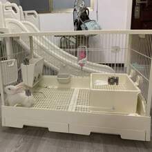 Jaula conejo con 4 ruedasplaca acrilica ornamental jaula grande Con dos recolectores de excrementos con cajones íbles para facir la limpieza jaula  para Gatos Cachorro Color : White - Blanco - Ver 3