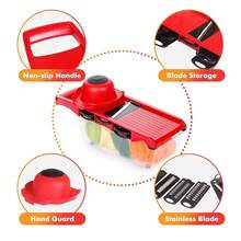 LIVINGANDHOME Multi-Functional Kitchen Vegetable Chopper With Collecting Container,Vegetable Slicer,Kitchen Vegetable Slicer Dicer Cutter,Food Chopper For Onion,Potato - Red - View 7