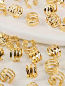 55pcs Y2K Style Women Metal Hair Scrunchies, Braids Hair Rings, Hair Clips Set, Personalized Hair Accessories For Parties - Gold - View 4