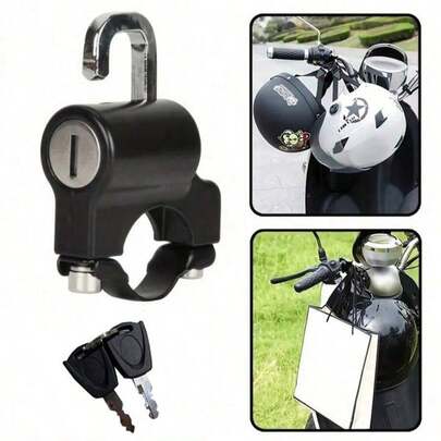 1 قطعة قفل خوذة - جهاز أمان مضاد للسرقة للدراجات الكهربائية والدراجات النارية والدراجات متعددة الرياضات - خطاف معدني متين وقفل، مناسب لخوذات البالغين