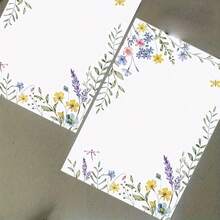 25/50 Pcs Green Floral Blank Note Cards - Elegant Floral Design With Lavender, Roses & Sunflowers, Perfect For Wedding, Office, DIY, Thank You & Greeting Cards, Office Stationery | Floral Pattern | Decorative Note Cards, Note Cards For Wedding - Multicolor - View 3