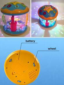 Multi-Function Interactive Baby Hand Drum Toy With Music & Lights, Rotating Ocean Animal Spinning Toy, Early Learning Sensory Development Toy For Toddlers 1-3 Years,Baby Crawling Toy / Toddler Interactive Toy / Birthday Gift For 1 Year Old / Baby Shower Gift - Multicolor - View 11