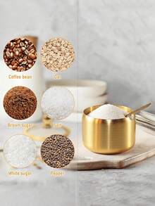 300毫升不锈钢糖罐，带玻璃盖和勺子 - 金/银色，非常适合盛放咖啡、茶、香料，适合家庭和办公室使用。 - 彩色 - 查看 5