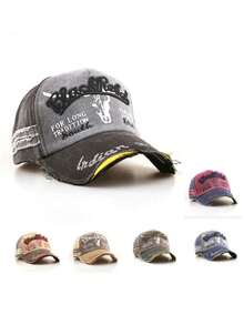 1pc 2026 New Baseball Cap, Embroidered Bull Head Design, Outdoor Sports Hat, Casual Versatile Sun Protection, Retro Style, Multi-Color Options, Distressed American Vintage Look, Unisex Spring/Autumn Adjustable Snapback Hat, Essential For Outdoor, Commuting - Multicolor - View 5