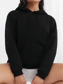 ROOKIE' Unique Letter Print Hoodie, Warm For Autumn/Winter - Black - View 5