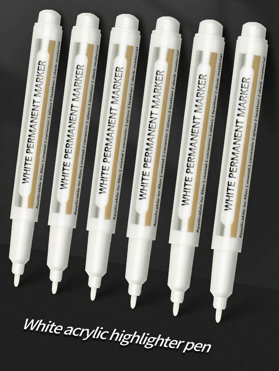 10pcs/Pack 1.0mm White Permanent Marker Pens, ART WALKER Brand, For Metal, Ceramic, Glass, Leather, Film, And Dark Materials Writing, Marking - Marker - View 1