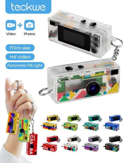 Teckwe Mini Keychain Camera, Thumb Carema, 1080P FHD Mini Retro Digital Camera, Tiny Portable Small CCD Cameras, Vintage Compact Micro Cameras
