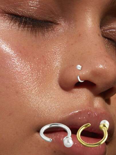 1pc S925 Sterling Silver Fashionable Delicate Multipurpose Pearl Nose Ring, Suitable For Women's Daily Wear, Also An Excellent Gift For Girlfriend, Mother And Sister