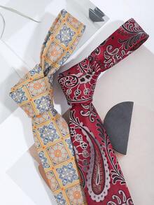 1 st herrslips med rutigt paisleymönster, lämplig för daglig pendling, affärer och fester - Multifärgad - Visa 1