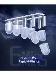 Máquina de Hielo, 9 Cubos Listos en 6 Minutos hasta 12kg por Día, Autolimpieza con Bolsas de hielo y Cuchara de Pie, Acero Inoxidable - por defecto - Ver 2