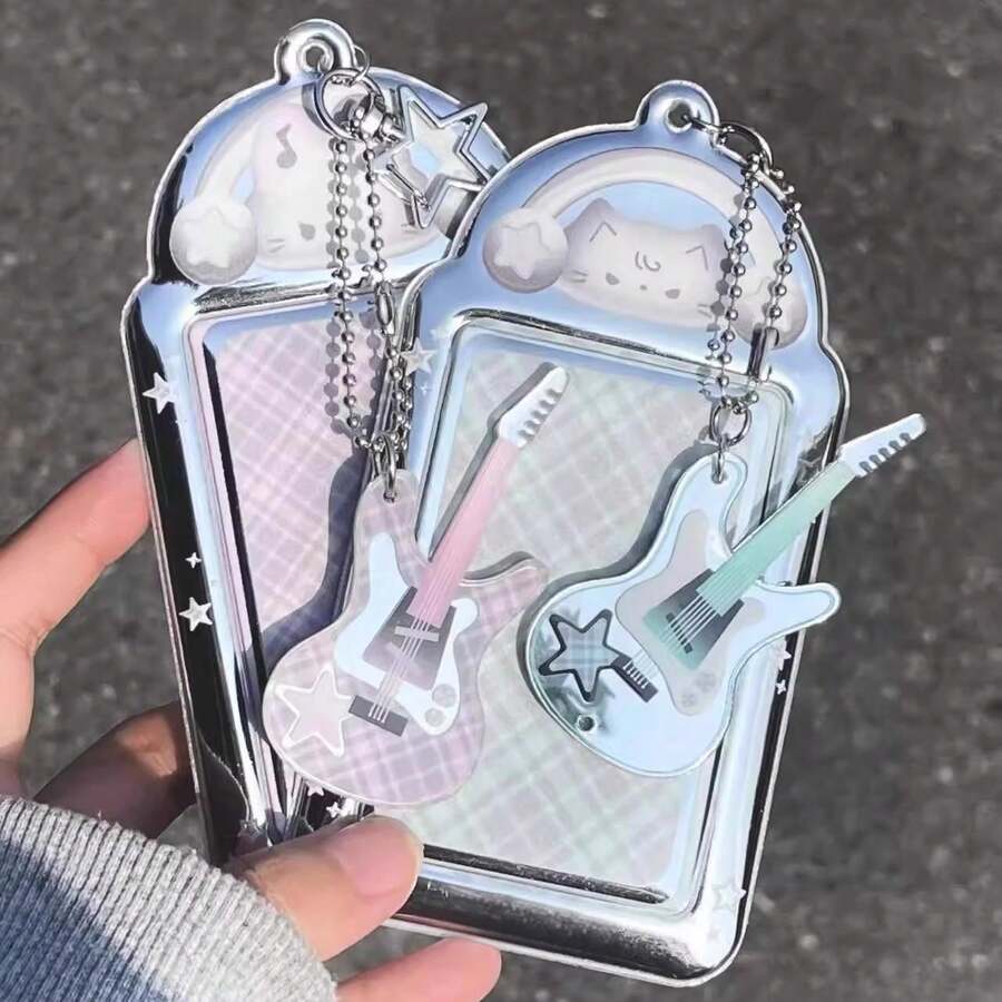 3英寸PVC可爱猫兔卡套，时尚摇滚风卡片展示架 - 彩色 - 查看 1