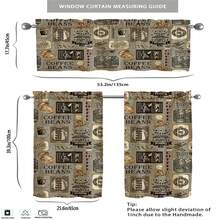 3pcs Coffee Themed Linen Curtains, 2D Flat Design, Suitable For Kitchen, Cafe - Multicolor - View 5