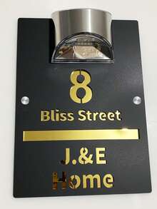 Solar Powered House Number Plaque - Automatically Lights Up At Dusk. Elegant Gold Appearance, Energy-Efficient And . Perfect For Home Decor Or Gift To Loved Ones. - Multicolor - View 48