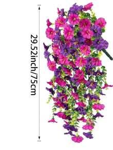 2 piezas de flores colgantes artificiales de violeta, flores de violeta de seda con hojas de eucalipto, plantas colgantes realistas resistentes a los rayos UV para decoración del hogar, boda, fiesta, interior y exterior, regalo para el Día de la Madre, Acción de Gracias, Navidad y Año Nuevo - Multicolor - Ver 11