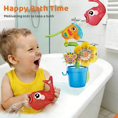1 Set Baby Bath Toys, Rotating Shower Water Spray Playset, Interactive Showerhead Bathtub Toys For Toddlers Boys Girls, New Animal Design Bathing Toys, Ideal Gift For Christmas, Halloween, Birthday, Summer