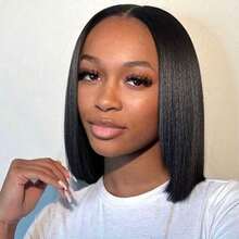 13x4 Lace Frontal Human Hair Wig For Women Daily Use Wig Pre-Plucked With Youngsters Hair 150% Density Natural Look Short Bob Brazilian Virgin Hair Wig Elegant Human Hair Wig Short Bob Wig - Natural Black - View 7