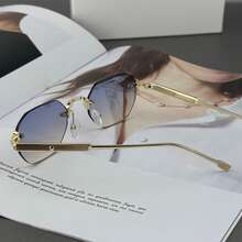 Modische metallrandlose Farbverlauf Polygon Brille, luxuriöse ozeanische Farbe Unisex Brillen - Verschiedenfarbig - Übersicht 5