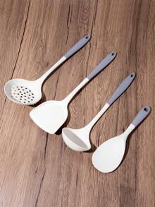 3/4-Piece Ash Gray & White Silicone Cooking Tools Set – Spatula, Soup Spoon, Mini Scraper – 500°F Heat Resistant, Non-Stick , Organized Kitchen Essentials - White-gray - View 15