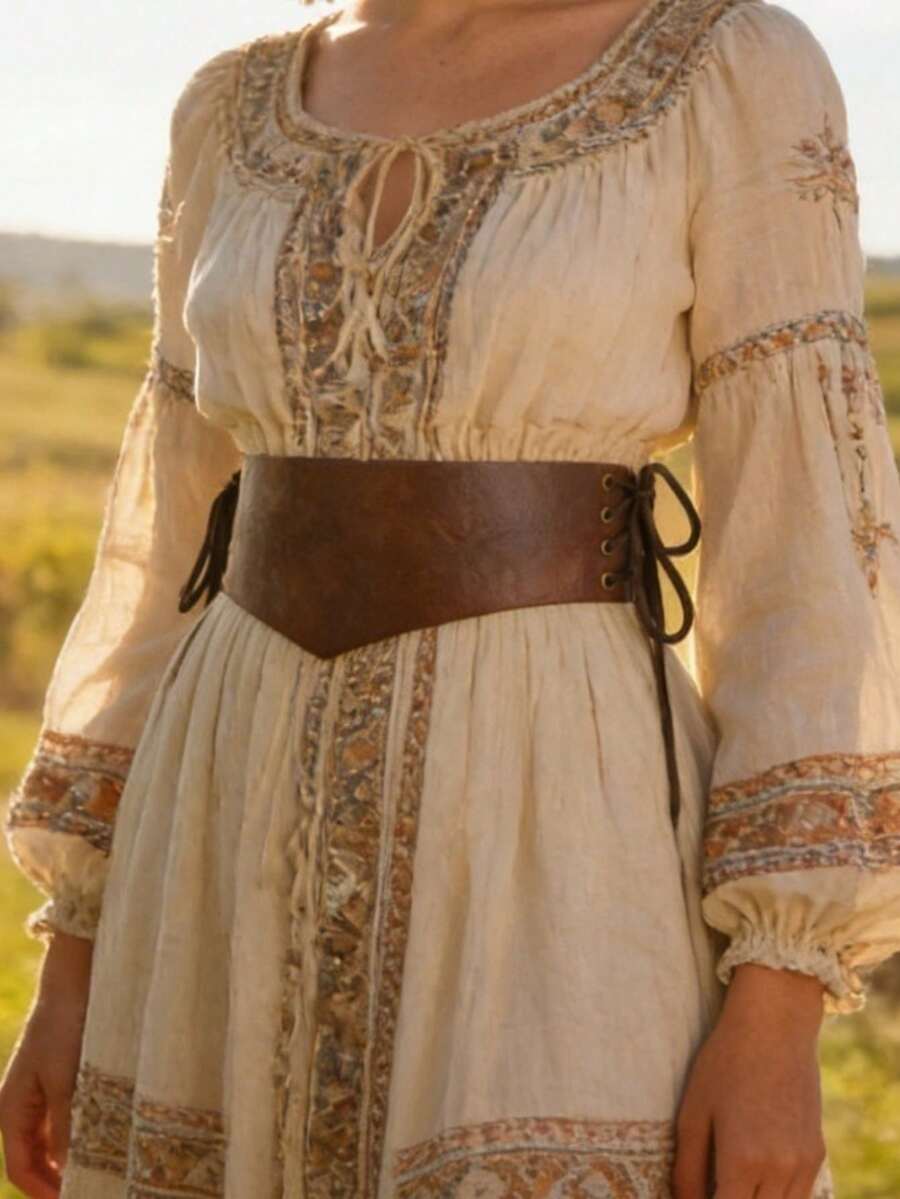 1条宽腰带，连衣裙和西装配饰，适合节日和休闲场合，嘻哈和朋克风格，非纺织材质，无扣，不可水洗 - 彩色 - 查看 1