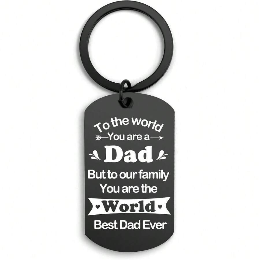 1pc Dad Gifts For Christmas Valentines Fathers Day Birthday Gifts For Dads From Daughter Son Kids Best Dad Ever Gift For Father Daddy Gift Ideas Dads Keychain Charm Keyring Keepsake Stocking Stuffers - Black - View 1
