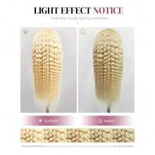 34英寸深波浪蕾丝前假发，混合真人发丝，13x4高清蕾丝前假发，预先拔毛的巴西卷发真人发假发，200密度无胶前额假发，适合，#613 Blode - S613 - 查看 11