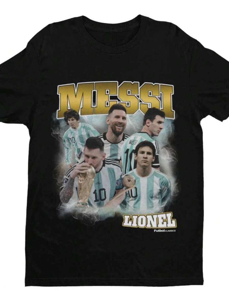 Lionel Homage _ Argentina Football T Shirt _ Football _ Soccer _ Lionel Fan _ Lionel Gift - 黑色 - 查看 1