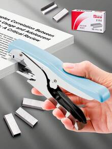 1pc Handheld Effortless Stapler, Multi-Functional Portable Manual Metal Book Binder, Ergonomic , Suitable For Home/School/Office Use Back To School