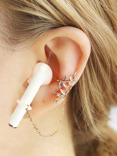 2个空心叶片耳夹，配有耐用合金链，防止无线耳机脱落，专为耳机设计，风格优雅；无线耳机防丢夹，耳机保护链，是假日旅行保护耳机的理想之选，时尚个性的配件，独特的耳机配件。创新防丢链