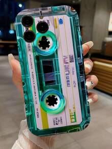 Unique Blue-Green Transparent Cassette Phone Case, Creative Design. Compatible With IPhone 17, 17 Air, 17 Pro, 17 Pro Max, 16, 15, 14, 13, 12, 11, Pro, Max, X, XS, And Plus. It's A Thoughtful Birthday Gift For Girlfriends, Boyfriends, And Friends. - 彩色 - 查看 1