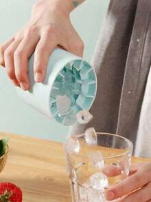 1pc Pink Silicone Portable Ice Mold, Cylindrical 3D Ice Cube Maker, Easy Release Quick Silicone Ice Tray With Leak-Proof Lid, Stackable Design, Reusable, Suitable For Home, Bar, Club, Camping, BBQ And Summer Party - Multicolor - View 4